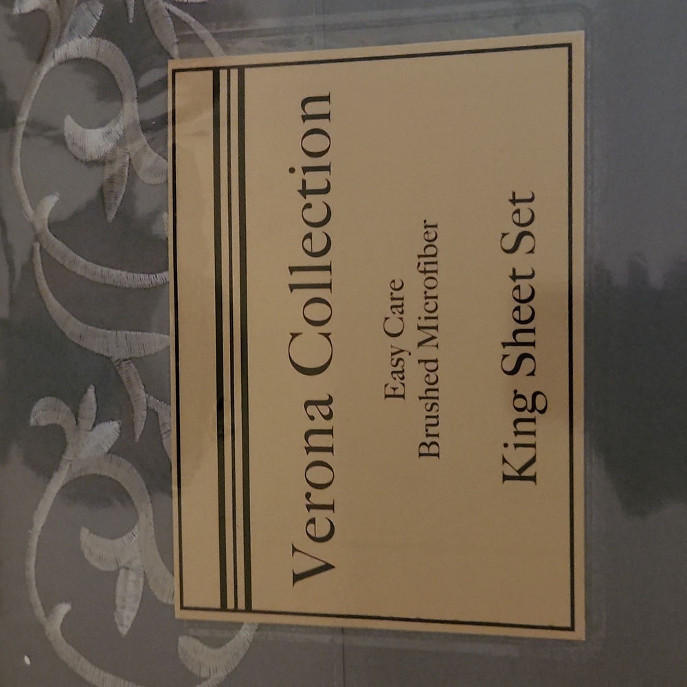 Verona king size blue with embroidery sheet set